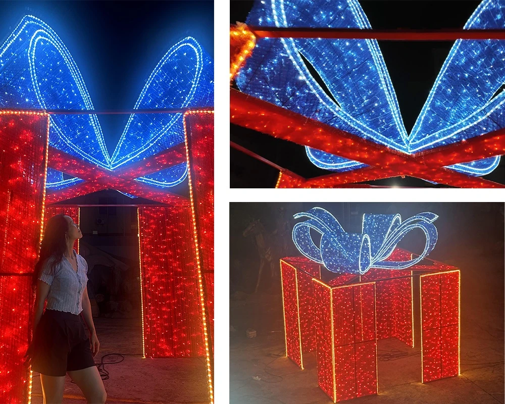 Giant Outdoor Christmas Gift Box Lights